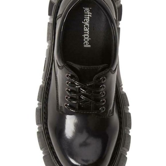 Jeffrey Campbell Barge Black Leather Platform Shoe - Picture 3 of 6